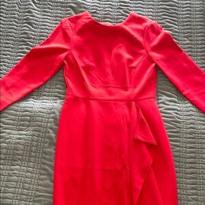 Elegant Holiday Red Long Sleeve Dress size 6 with ruffle detail and pencil skirt
